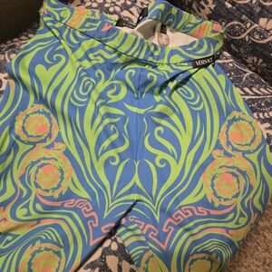 Versace Blue and Green Patterned Leggings